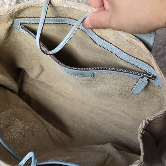 Anya Hindmarch Light Blue and Cream Striped Strap Tote - Picture 10 of 13